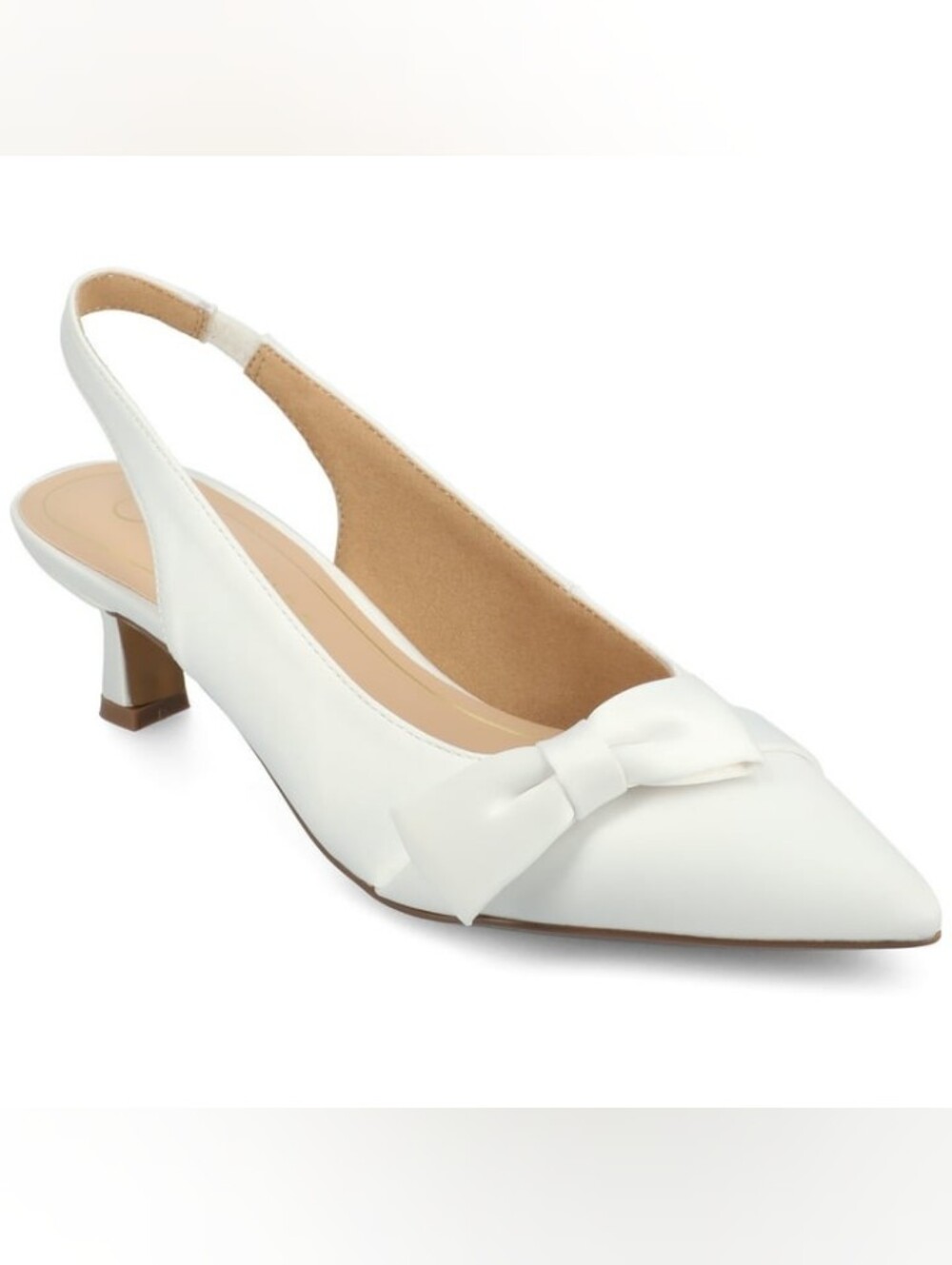 White Womens Sling Back Pointed Toe Kitten Heel Pumps Size 9 NIB
